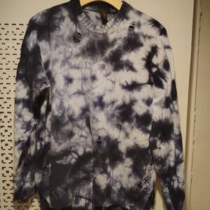 Miharayasuhiro Black and White Tie-Dye Crewneck Sweater